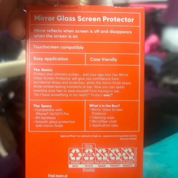iPhone 14/13 Pro Mirror Glass Screen Protector - Picture 4 of 4